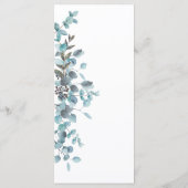 Blauw Eucalyptus laat stijlvol script bruiloft Menu (Achterkant)