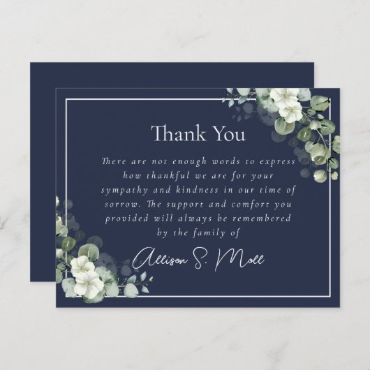 Blauw Eucalyptus Rou Funeral Bedankkaart (Voorkant / Achterkant)