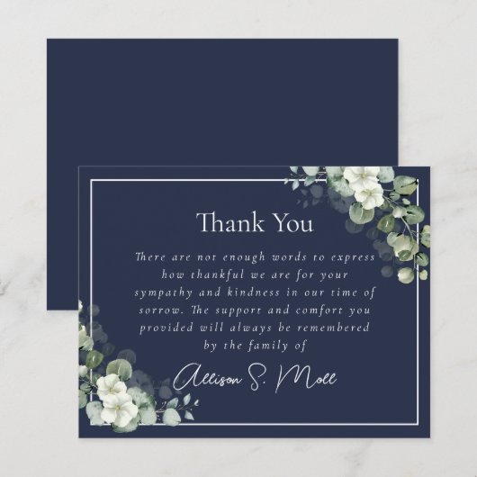 Blauw Eucalyptus Roufuneral Bedankkaart (Voorkant / Achterkant)