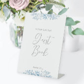 Blauw Eucalyptus Weddenschap Gast Boek Deestteken Reclamebord Met Voetstuk