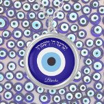 Blauw Evil Eye Protection Symbool Hebreeuws Kettin Zilver Vergulden Ketting<br><div class="desc">Blauw Evil Eye Protection Symbool Hebreeuws Ketting</div>