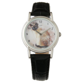 Blauw Eyed Siamese Kat Geschilderd Ontwerp Vrouwen Horloge