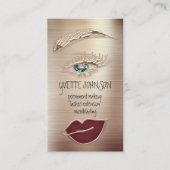 Blauw Eyelash Brow Makeup Logo QR Code Lip Roos Ro Visitekaartje (Voorkant)