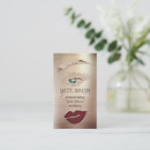 Blauw Eyelash Brow Makeup Logo QR Code Lip Roos Ro Visitekaartje (Staand voorkant)