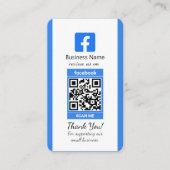 Blauw Facebook Review Visitekaartje met QR-code (Voorkant)