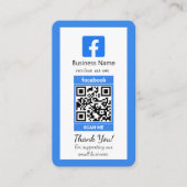 Blauw Facebook Review Visitekaartje met QR-code (Voorkant)