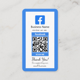 Blauw Facebook Review Visitekaartje met QR-code