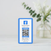 Blauw Facebook Review Visitekaartje met QR-code (Staand voorkant)