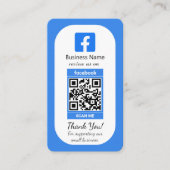 Blauw Facebook Review Visitekaartje met QR-code (Voorkant)