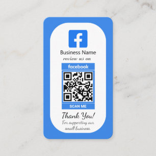 Blauw Facebook Review Visitekaartje met QR-code