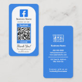 Blauw Facebook Review Visitekaartje met QR-code (Voorkant / Achterkant)