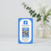 Blauw Facebook Review Visitekaartje met QR-code (Staand voorkant)