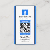 Blauw Facebook Review Visitekaartje met QR-code (Voorkant)