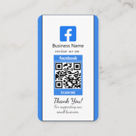Blauw Facebook Review Visitekaartje met QR-code