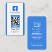 Blauw Facebook Review Visitekaartje met QR-code (Voorkant / Achterkant)