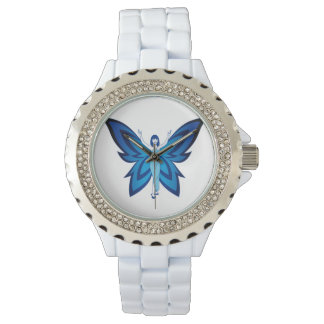 Blauw Faery vrouwen strass emaille horloge