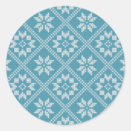 Blauw Fair Isle trui breipatroon Kerstmis Ronde Sticker