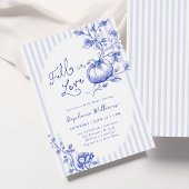 Blauw Fall in Love Bruiloftsuitnodiging Kaart