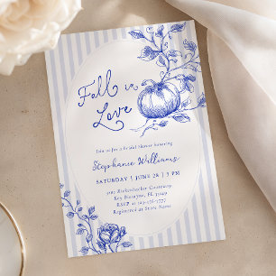 Blauw Fall in Love Bruiloftsuitnodiging Kaart
