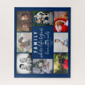Blauw Familie 8 Fotocollage Gezegde Script Legpuzzel (Verticaal)