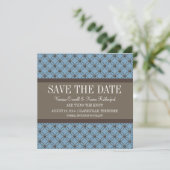 Blauw Fancy bericht Opslaan Datum Uitnodigen Save The Date (Staand voorkant)