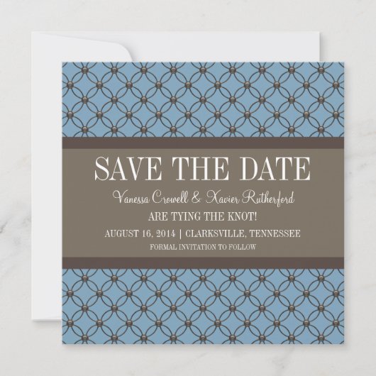 Blauw Fancy bericht Opslaan Datum Uitnodigen Save The Date (Voorkant)