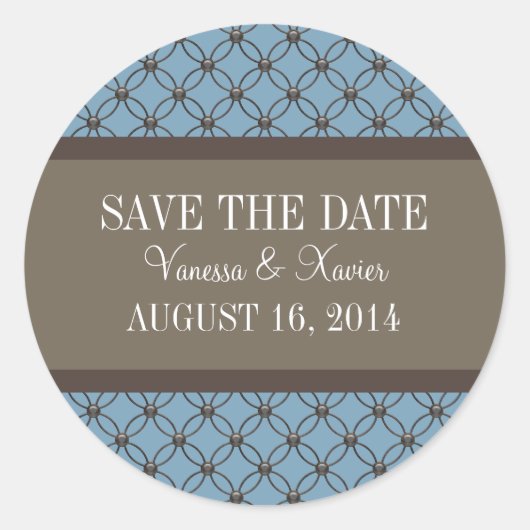 Blauw Fancy bericht Opslaan de Stickers Datum (Voorkant)