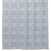 Blauw Fancy Bloemen Tegel Design Douchegordijn (Voorkant)