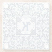 Blauw Fancy Bloemenkaart gepersonaliseerd Glazen Onderzetter (Achterkant)