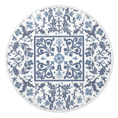 Blauw Fancy bloemmotief Keramische Knop (Voorkant)