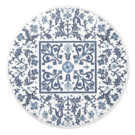 Blauw Fancy bloemmotief Keramische Knop