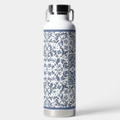 Blauw Fancy bloemmotief Waterfles (Voorkant)