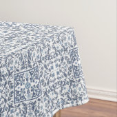 Blauw Fancy Bloempatroon Custom Tafelkleed (Voorbeeld)