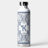 Blauw Fancy bloempatroon gepersonaliseerd Waterfles (Links)