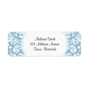 Blauw fancy damppatroon etiket