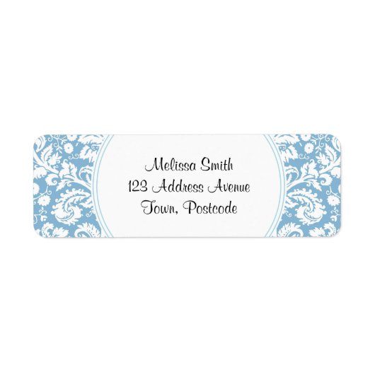 Blauw fancy damppatroon etiket (Voorkant)
