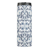 Blauw Fancy Floral Graphic Pattern Thermosbeker (Achterkant)