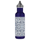 Blauw Fancy Floral Graphic Pattern Waterfles (Rechts)