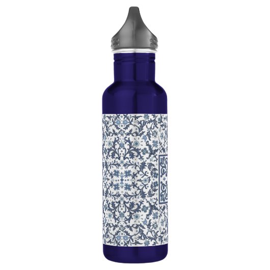 Blauw Fancy Floral Graphic Pattern Waterfles (Links)