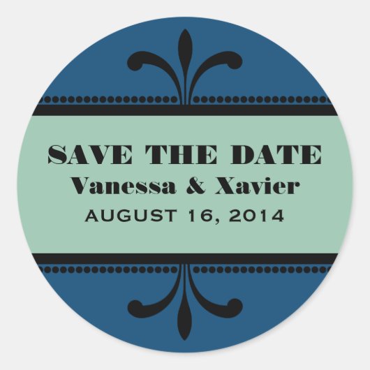 Blauw/Fancy geJade Kunst Deco sparen de Stickers v (Voorkant)