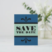 Blauw/Fancy geJade Kunst Deco sparen het Briefkaar Aankondigingskaart (Staand voorkant)