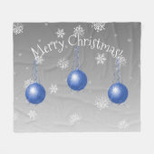 Blauw Fancy Kerst Ornament Fleece Deken (Voorkant (Horizontaal))