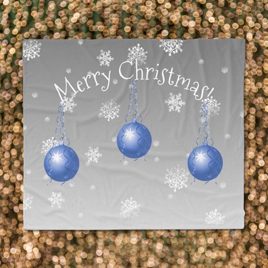 Blauw Fancy Kerst Ornament Fleece Deken