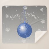 Blauw Fancy kerstornament Sherpa Blanket Deken (Voorkant (horizontaal))
