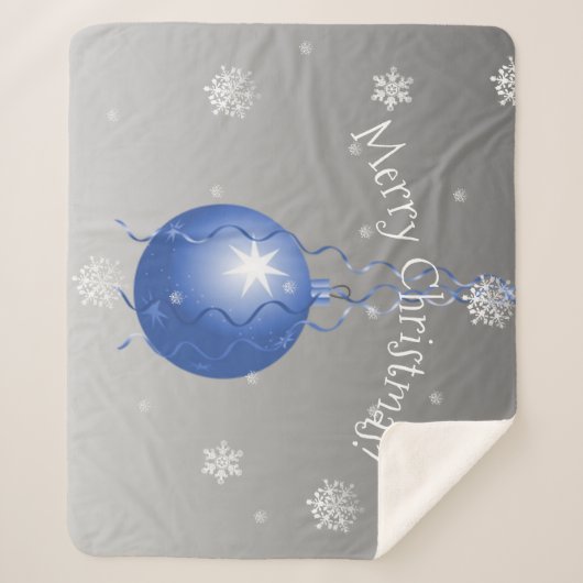 Blauw Fancy kerstornament Sherpa Blanket Sherpa Deken (Voorkant)