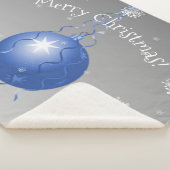 Blauw Fancy kerstornament Sherpa Blanket Sherpa Deken (3/4)