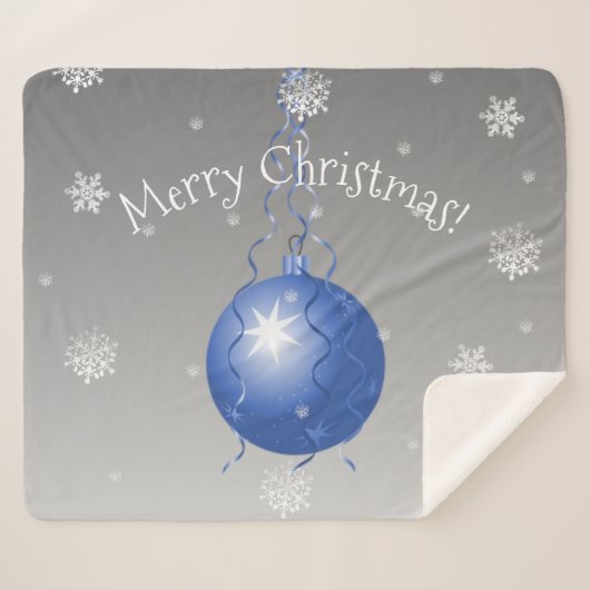Blauw Fancy kerstornament Sherpa Blanket Sherpa Deken (Voorkant (horizontaal))