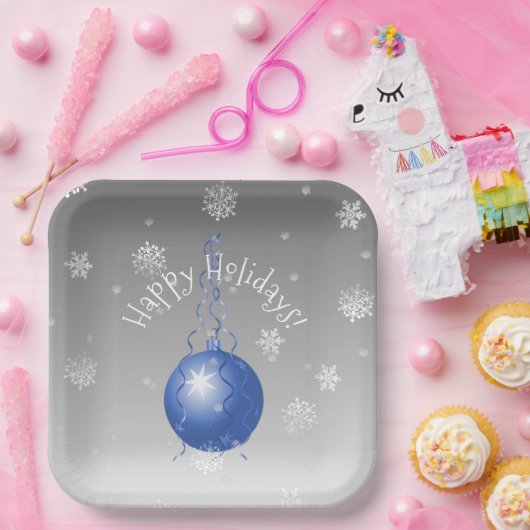 Blauw Fancy kerstpapier Bord (Feest)