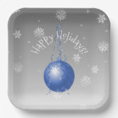 Blauw Fancy kerstpapier Bord (Voorkant)