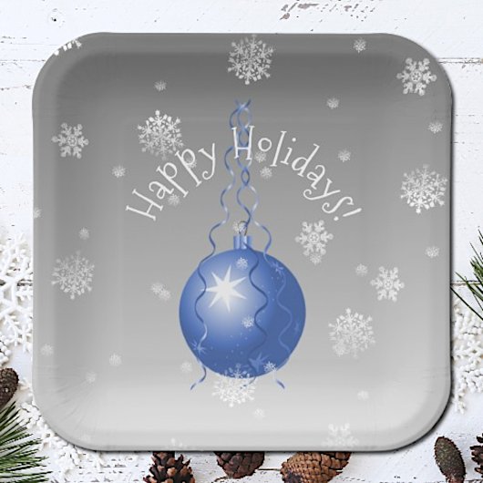 Blauw Fancy kerstpapier Bord